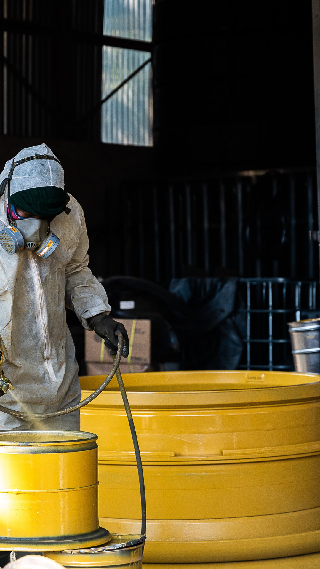 Worker in protective gear on an industrial content shoot by Swoop Social