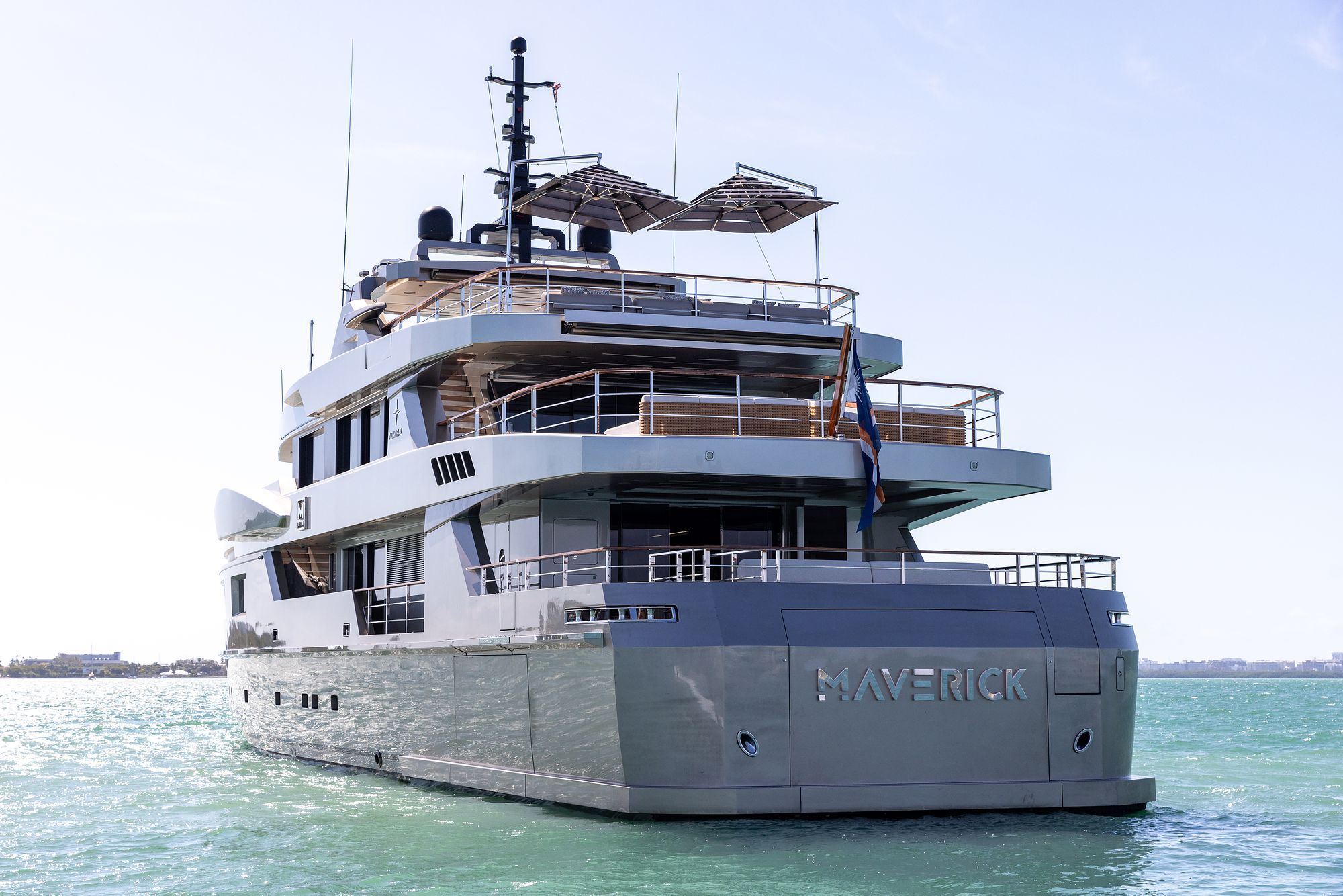 Maverick: Maverick moored in clear shallow water