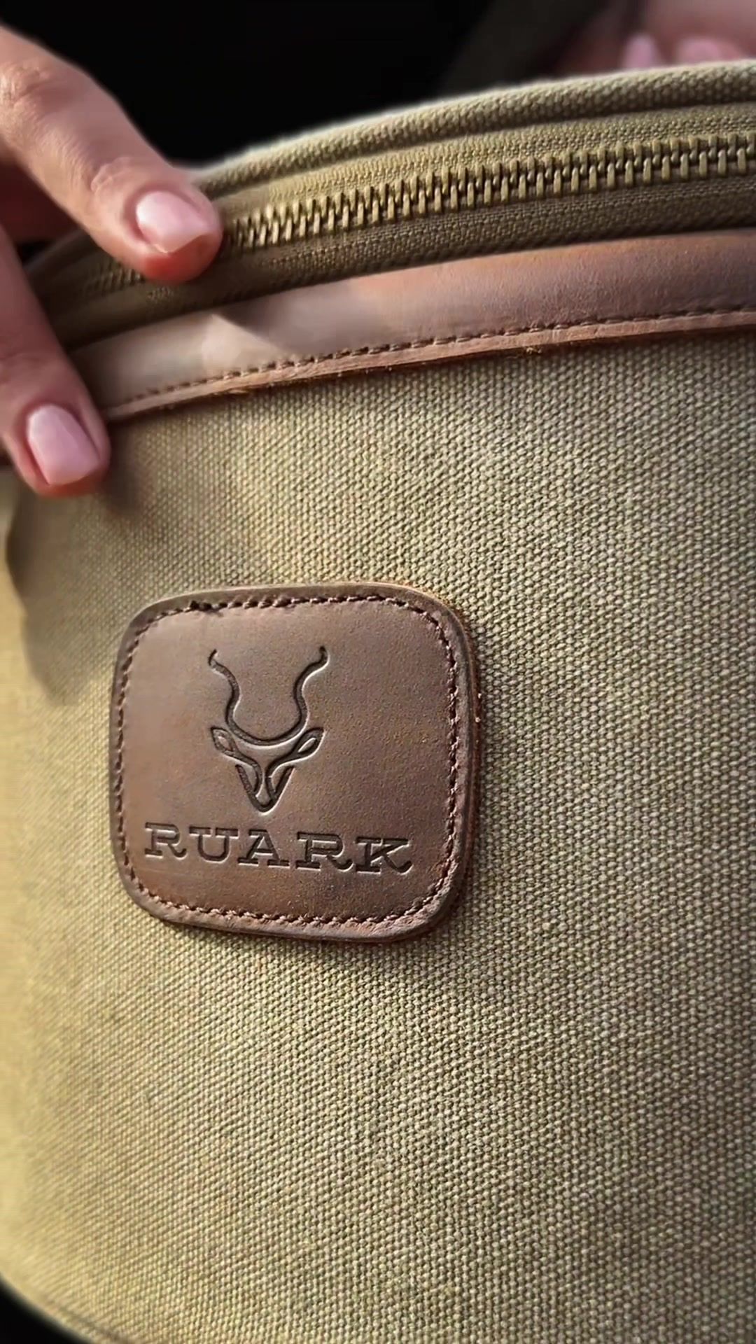 Safari Outdoor: Leather kudu badge on a canvas bag